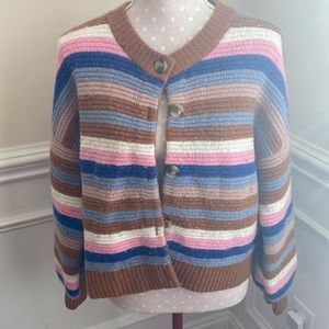 Madewell Striped Springview Cardigan Sweater Wool Blend Sz L